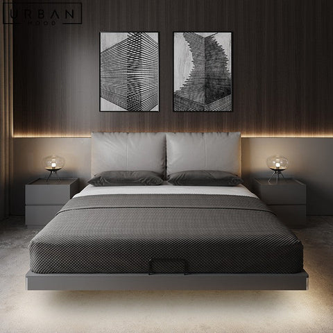 SCHENKER Modern Floating Bedframe with LED Lighting - URBANMOOD