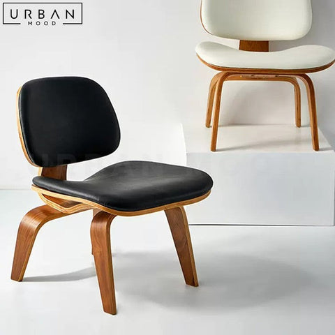 SCULL Modern Walnut Leather Leisure Chair - URBANMOOD