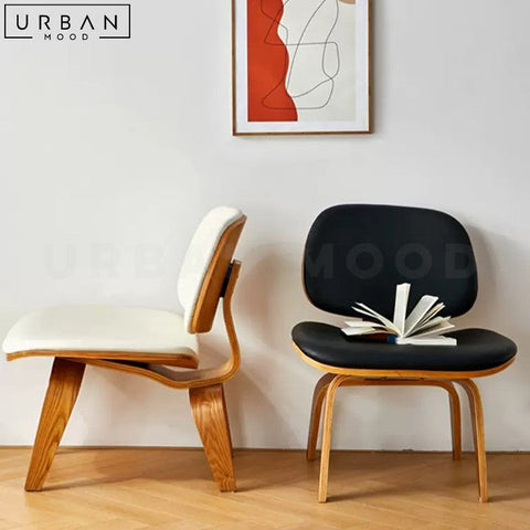 SCULL Modern Walnut Leather Leisure Chair - URBANMOOD