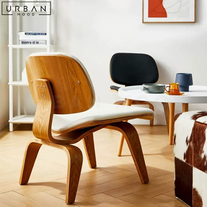 SCULL Modern Walnut Leather Leisure Chair - URBANMOOD