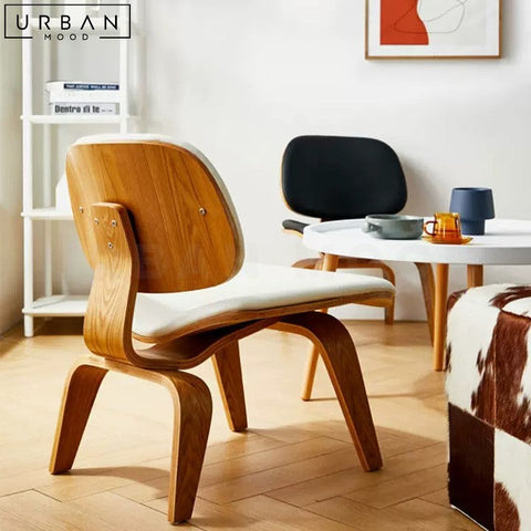 SCULL Modern Walnut Leather Leisure Chair - URBANMOOD