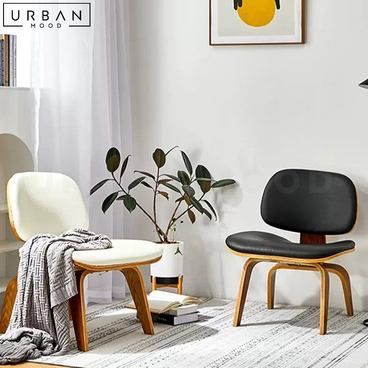 SCULL Modern Walnut Leather Leisure Chair - URBANMOOD