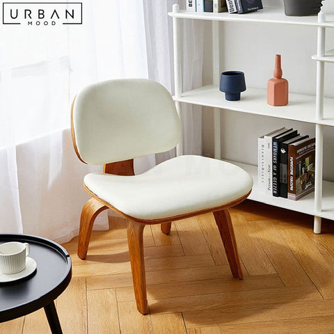 SCULL Modern Walnut Leather Leisure Chair - URBANMOOD