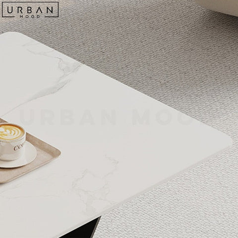 SKRIVE Modern Sintered Stone Coffee Table with Iron Legs - URBANMOOD