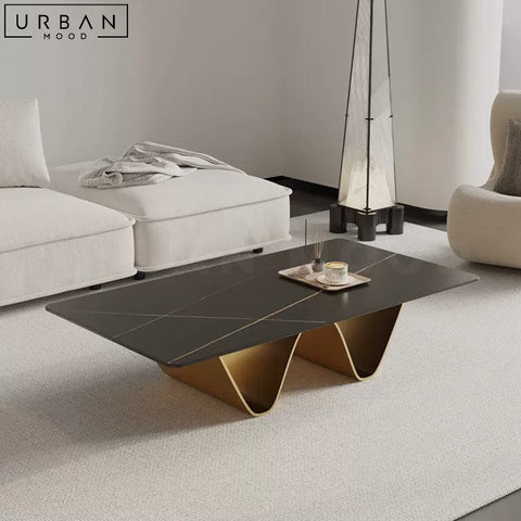 SKRIVE Modern Sintered Stone Coffee Table with Iron Legs - URBANMOOD