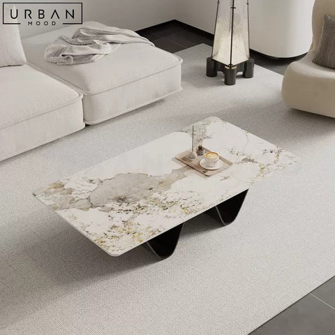 SKRIVE Modern Sintered Stone Coffee Table with Iron Legs - URBANMOOD