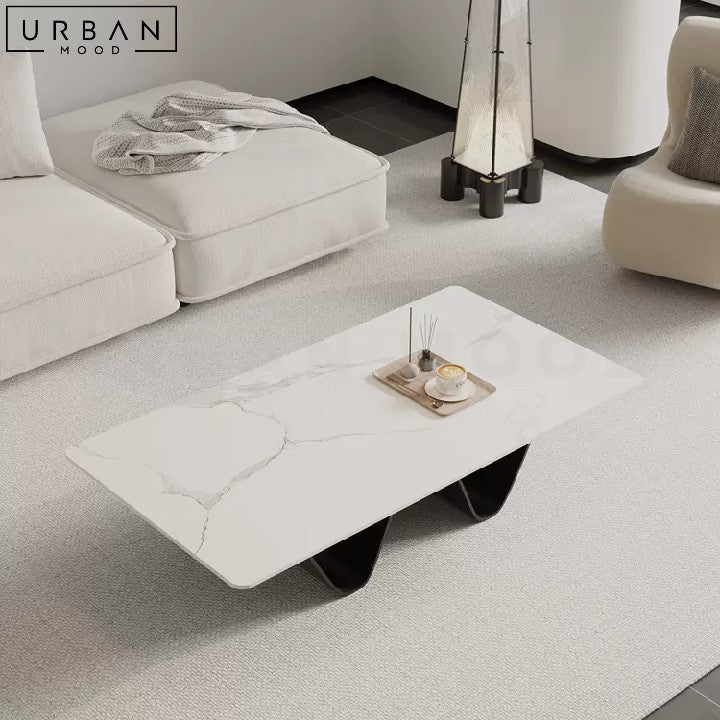 SKRIVE Modern Sintered Stone Coffee Table with Iron Legs - URBANMOOD