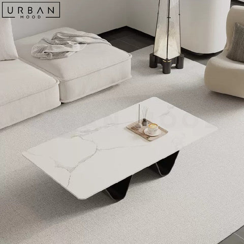 SKRIVE Modern Sintered Stone Coffee Table with Iron Legs - URBANMOOD