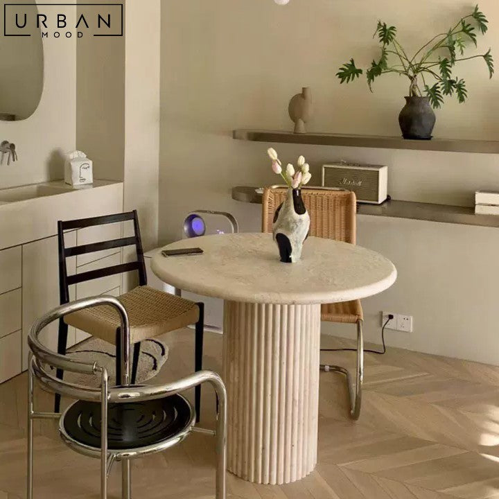 SOAR Wabi Sabi Travertine Dining Table Elegant Design - URBANMOOD