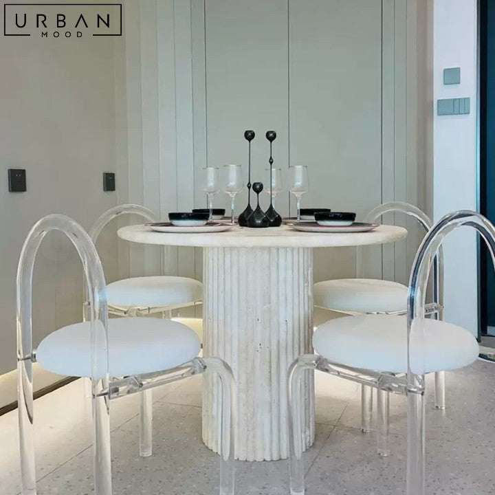 SOAR Wabi Sabi Travertine Dining Table Elegant Design - URBANMOOD