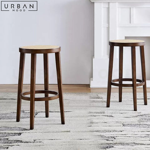 SOBRIN Rustic Rattan Bar Stool Chic and Comfortable Seating - URBANMOOD