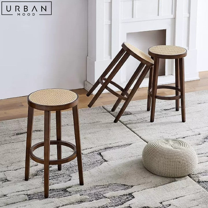 SOBRIN Rustic Rattan Bar Stool Chic and Comfortable Seating - URBANMOOD