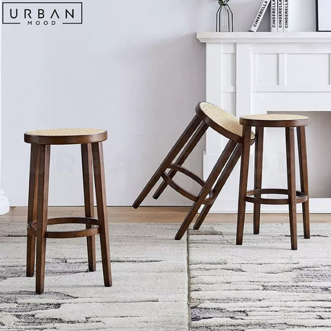 SOBRIN Rustic Rattan Bar Stool Chic and Comfortable Seating - URBANMOOD