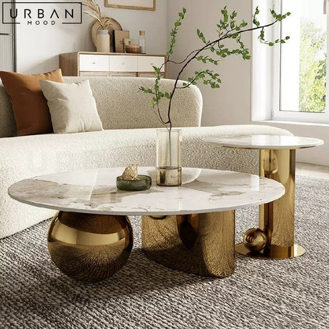 STEELE Sintered Stone Coffee Table with Metal Base - URBANMOOD