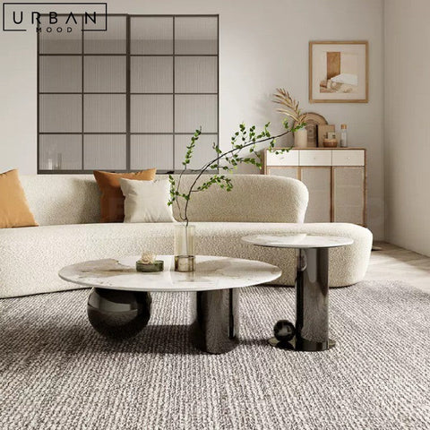 STEELE Sintered Stone Coffee Table with Metal Base - URBANMOOD