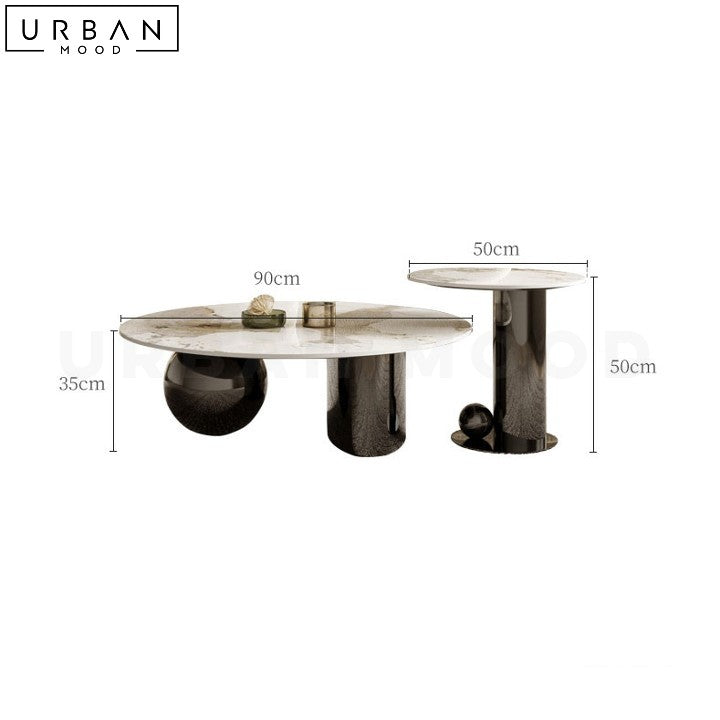 STEELE Sintered Stone Coffee Table with Metal Base - URBANMOOD