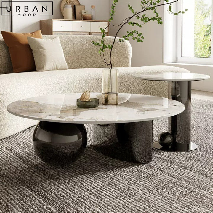 STEELE Sintered Stone Coffee Table with Metal Base - URBANMOOD