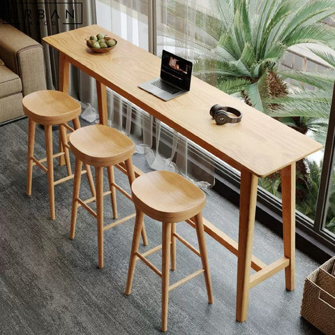 Scandinavian Solid Pine Wood Bar Table GRAMA - URBANMOOD