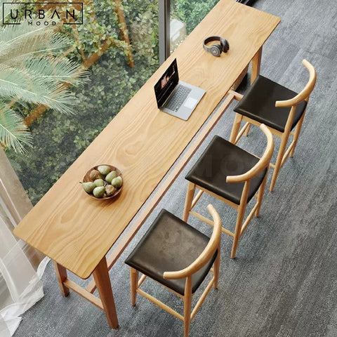 Scandinavian Solid Pine Wood Bar Table GRAMA - URBANMOOD