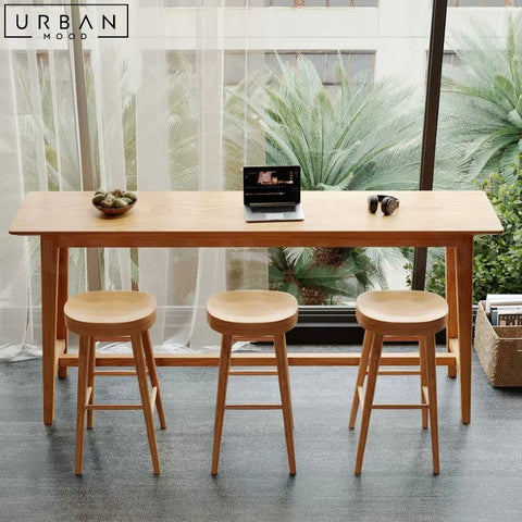 Scandinavian Solid Pine Wood Bar Table GRAMA - URBANMOOD