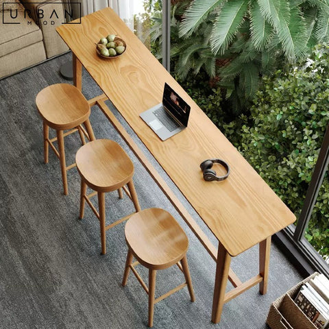 Scandinavian Solid Pine Wood Bar Table GRAMA - URBANMOOD