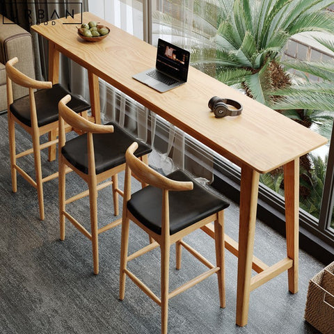 Scandinavian Solid Pine Wood Bar Table GRAMA - URBANMOOD