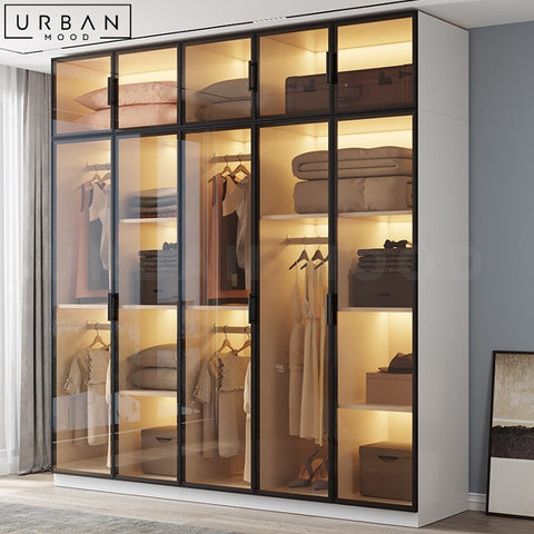 Sleek Modern Wardrobe with Glass Doors - URBANMOOD