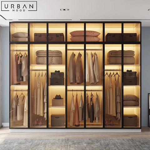 Sleek Modern Wardrobe with Glass Doors - URBANMOOD
