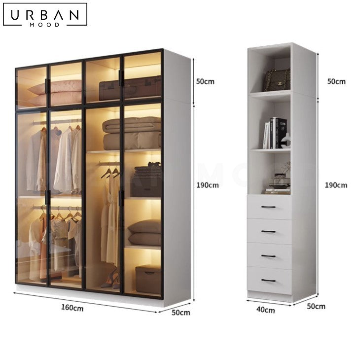 Sleek Modern Wardrobe with Glass Doors - URBANMOOD