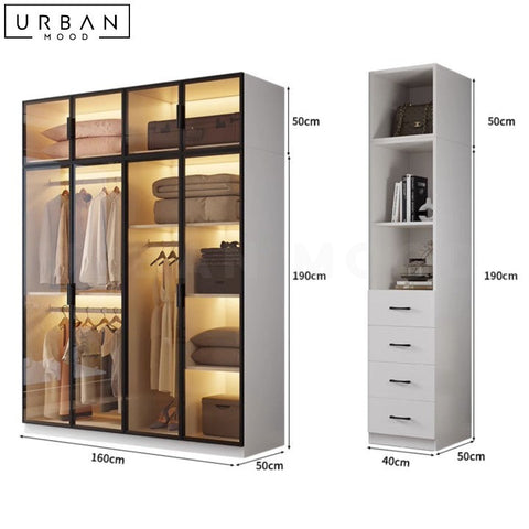 Sleek Modern Wardrobe with Glass Doors - URBANMOOD