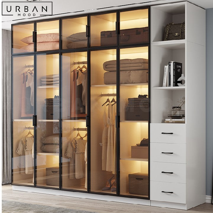 Sleek Modern Wardrobe with Glass Doors - URBANMOOD