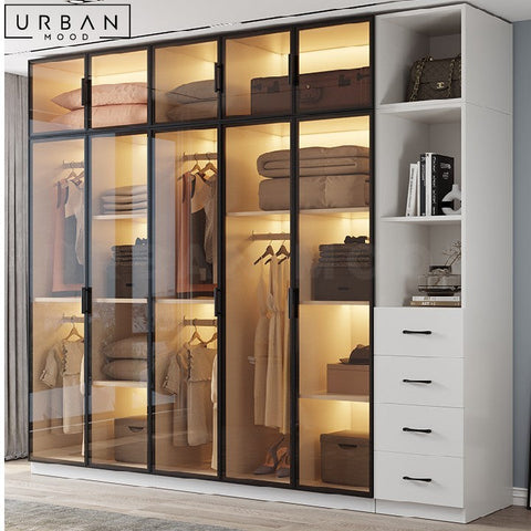 Sleek Modern Wardrobe with Glass Doors - URBANMOOD