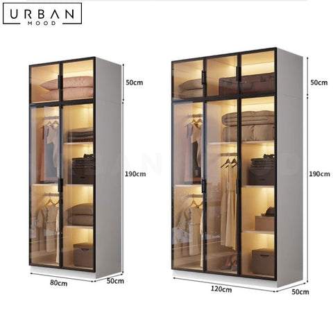 Sleek Modern Wardrobe with Glass Doors - URBANMOOD