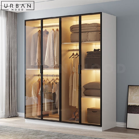 Sleek Modern Wardrobe with Glass Doors - URBANMOOD