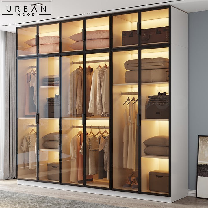 Sleek Modern Wardrobe with Glass Doors - URBANMOOD