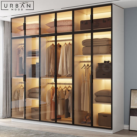 Sleek Modern Wardrobe with Glass Doors - URBANMOOD