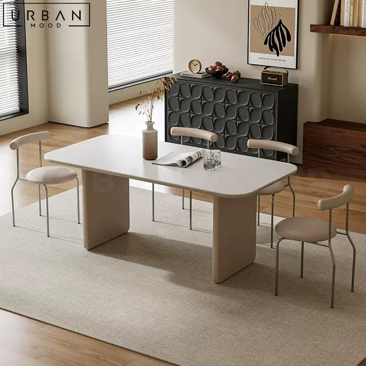 Sleek White Sintered Stone Dining Table Modern French Design - URBANMOOD