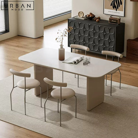 Sleek White Sintered Stone Dining Table Modern French Design - URBANMOOD