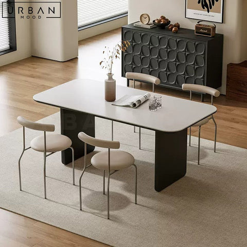 Sleek White Sintered Stone Dining Table Modern French Design - URBANMOOD