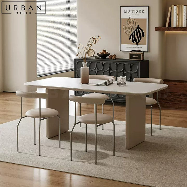 Sleek White Sintered Stone Dining Table Modern French Design - URBANMOOD