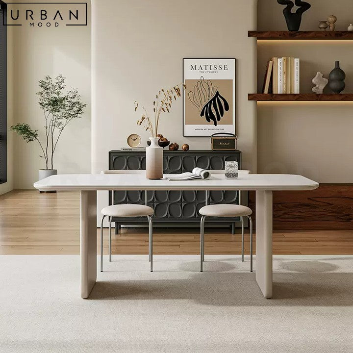 Sleek White Sintered Stone Dining Table Modern French Design - URBANMOOD
