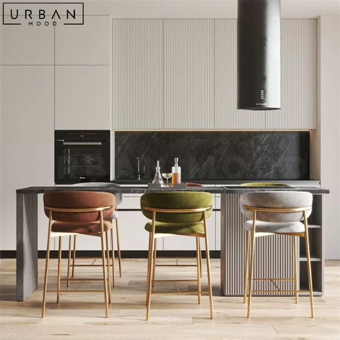 TAMI Modern Velvet Bar Stool Upholstered Luxury Seating - URBANMOOD