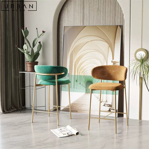 TAMI Modern Velvet Bar Stool Upholstered Luxury Seating - URBANMOOD