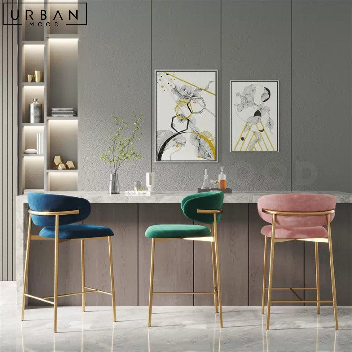TAMI Modern Velvet Bar Stool Upholstered Luxury Seating - URBANMOOD