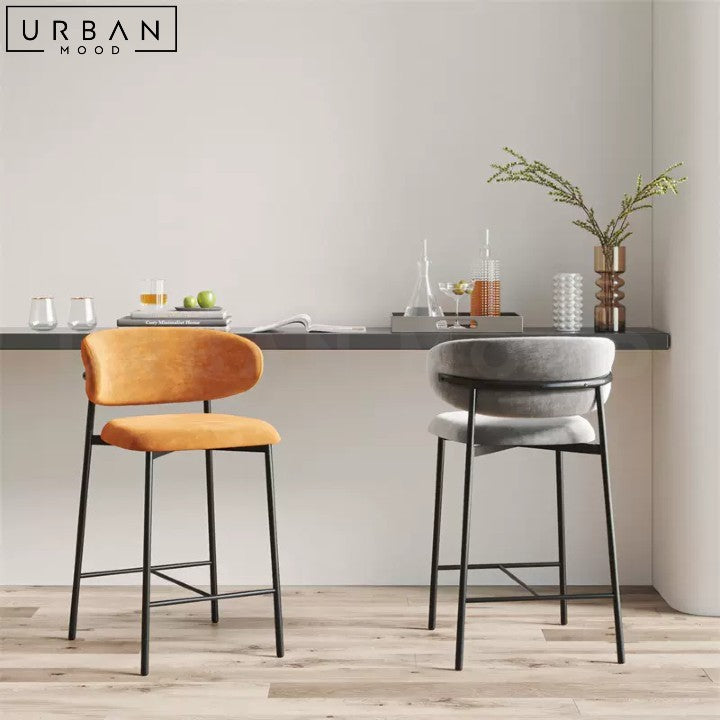 TAMI Modern Velvet Bar Stool Upholstered Luxury Seating - URBANMOOD