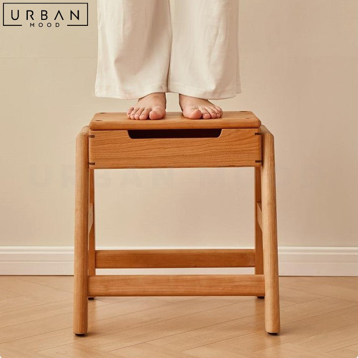 TOMSEN Japandi Solid Wood Multifunctional Display Shelf - URBANMOOD