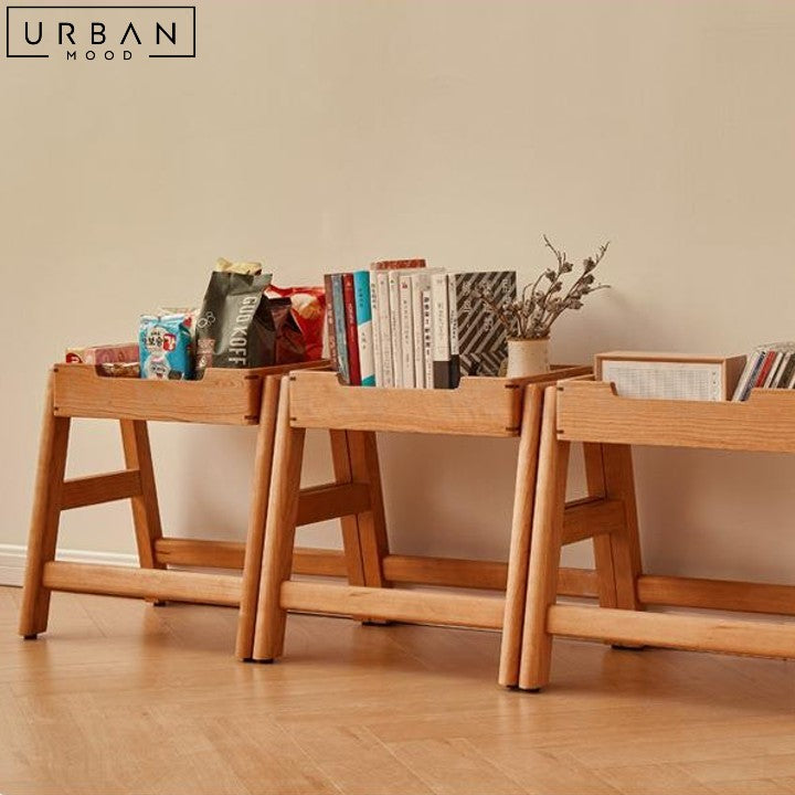 TOMSEN Japandi Solid Wood Multifunctional Display Shelf - URBANMOOD
