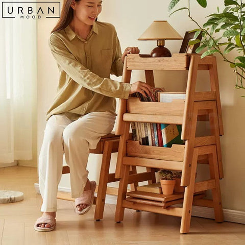 TOMSEN Japandi Solid Wood Multifunctional Display Shelf - URBANMOOD