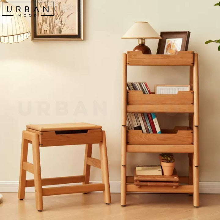 TOMSEN Japandi Solid Wood Multifunctional Display Shelf - URBANMOOD