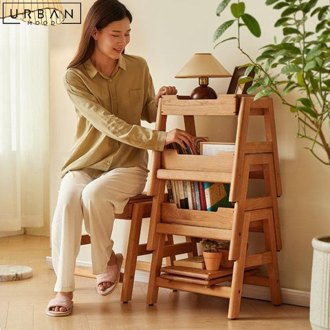 TOMSEN Japandi Solid Wood Multifunctional Display Shelf - URBANMOOD